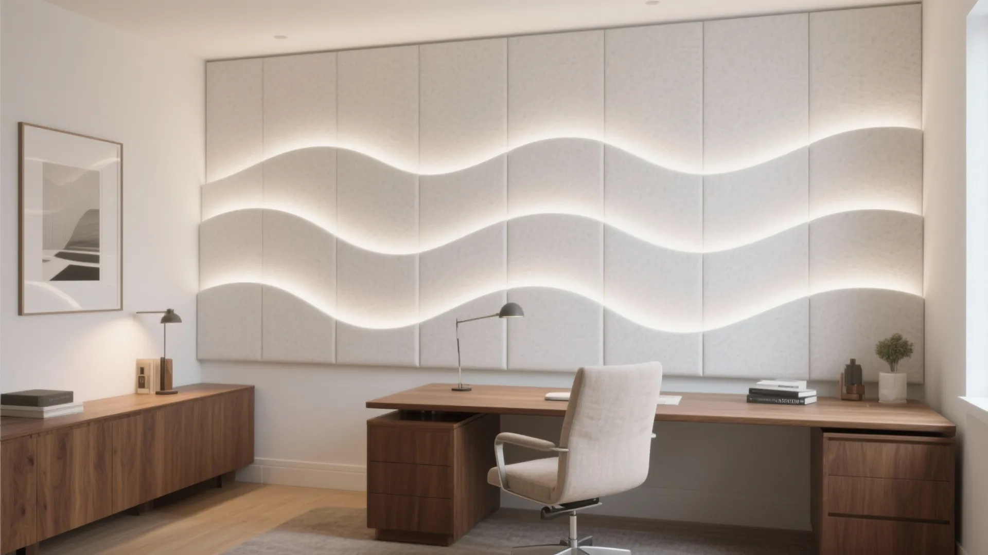 Acoustic or 3D White Panels for Calm