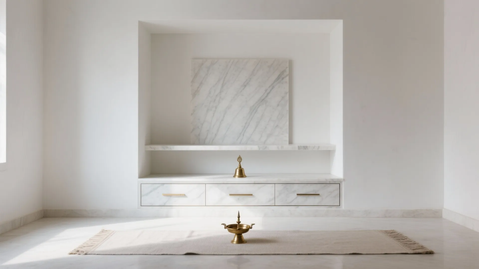 Minimalist White Marble Altar With Concealed Storage