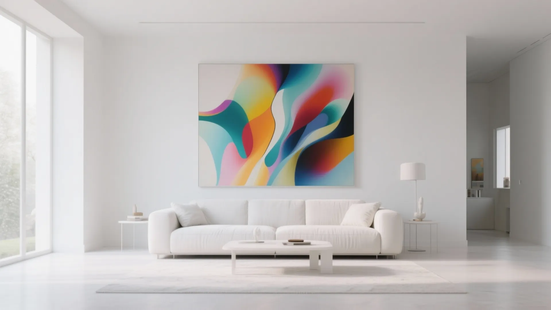 5. Statement Art on a White Backdrop