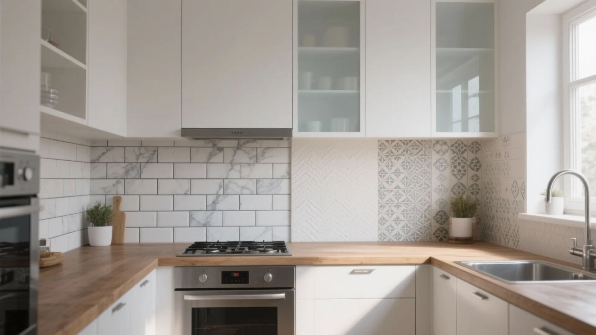 White Kitchen Backsplash: 5 Inspo Ideas: Five practical and stylish white kitchen backsplash ideas I use with clients for bright, easy-to-maintain kitchens