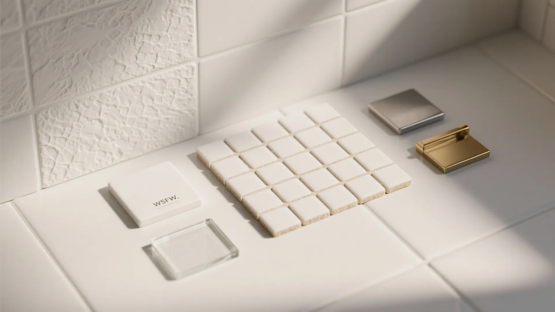 4) Warm matte porcelain with textured floor for slip resistance