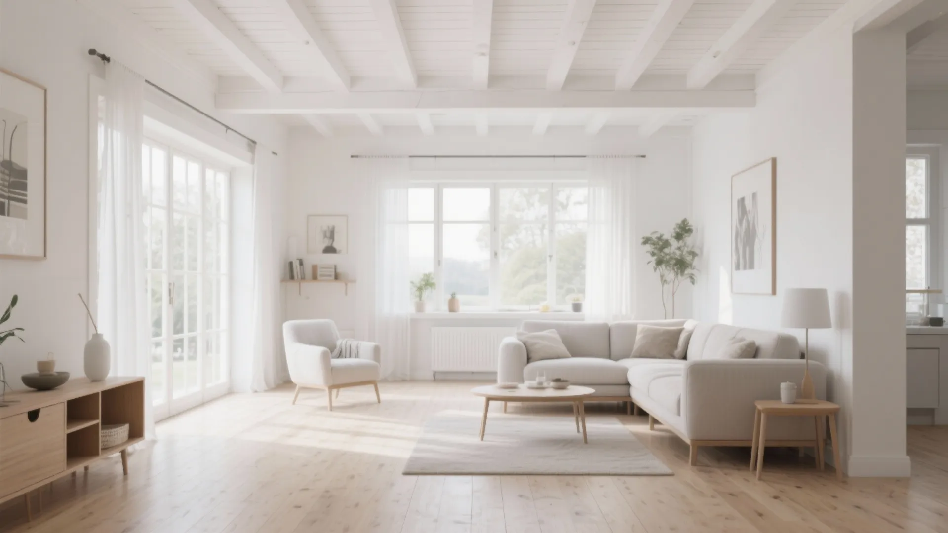 2. Painted White Beams for Brightness