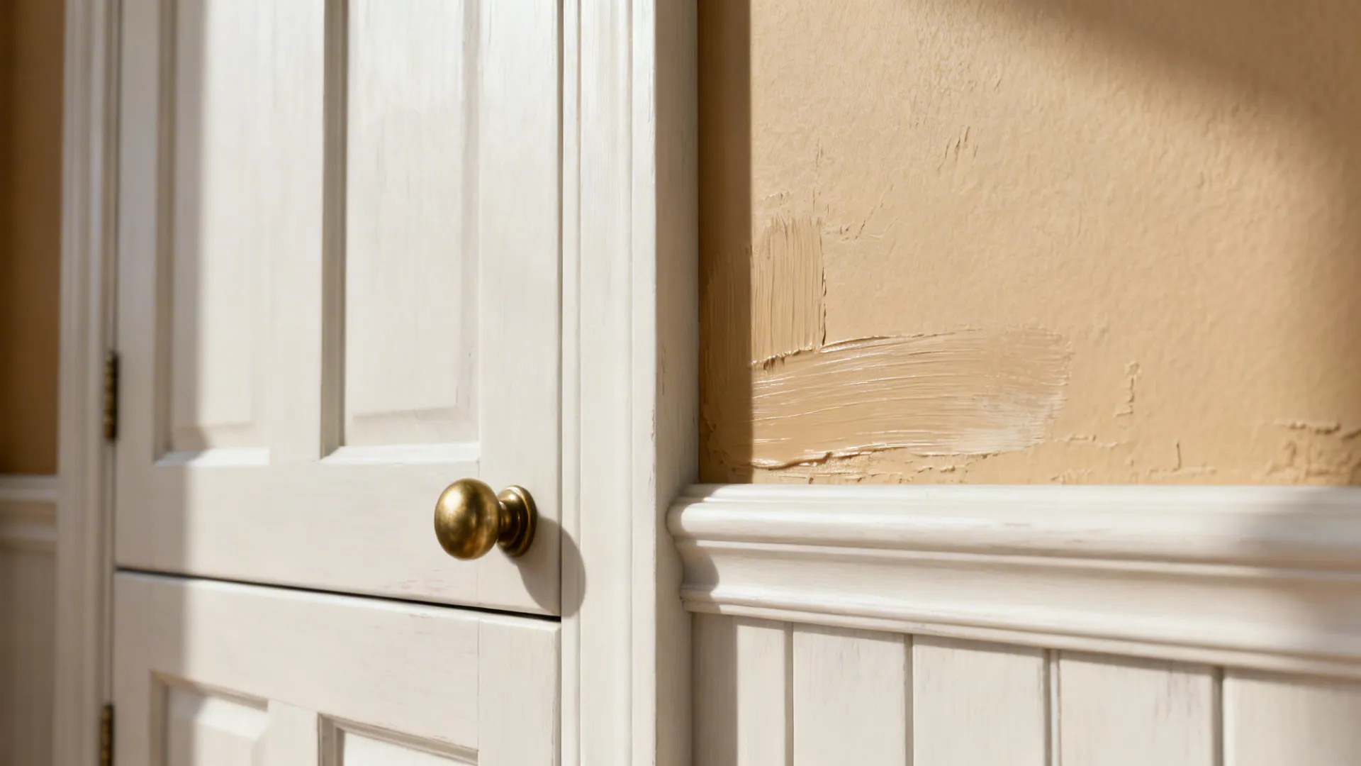 1. Soft White Cabinets + Warm Beige Walls