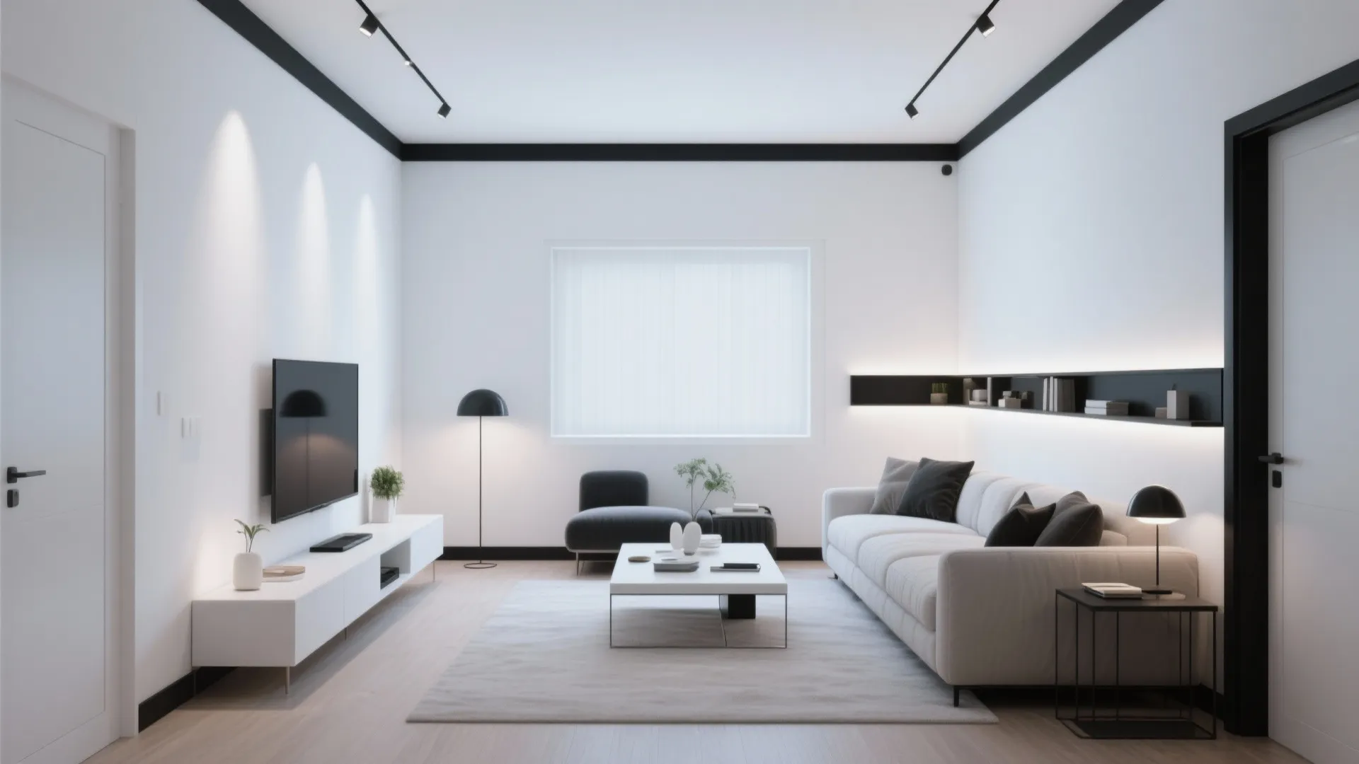 5. White Walls with Black Trim