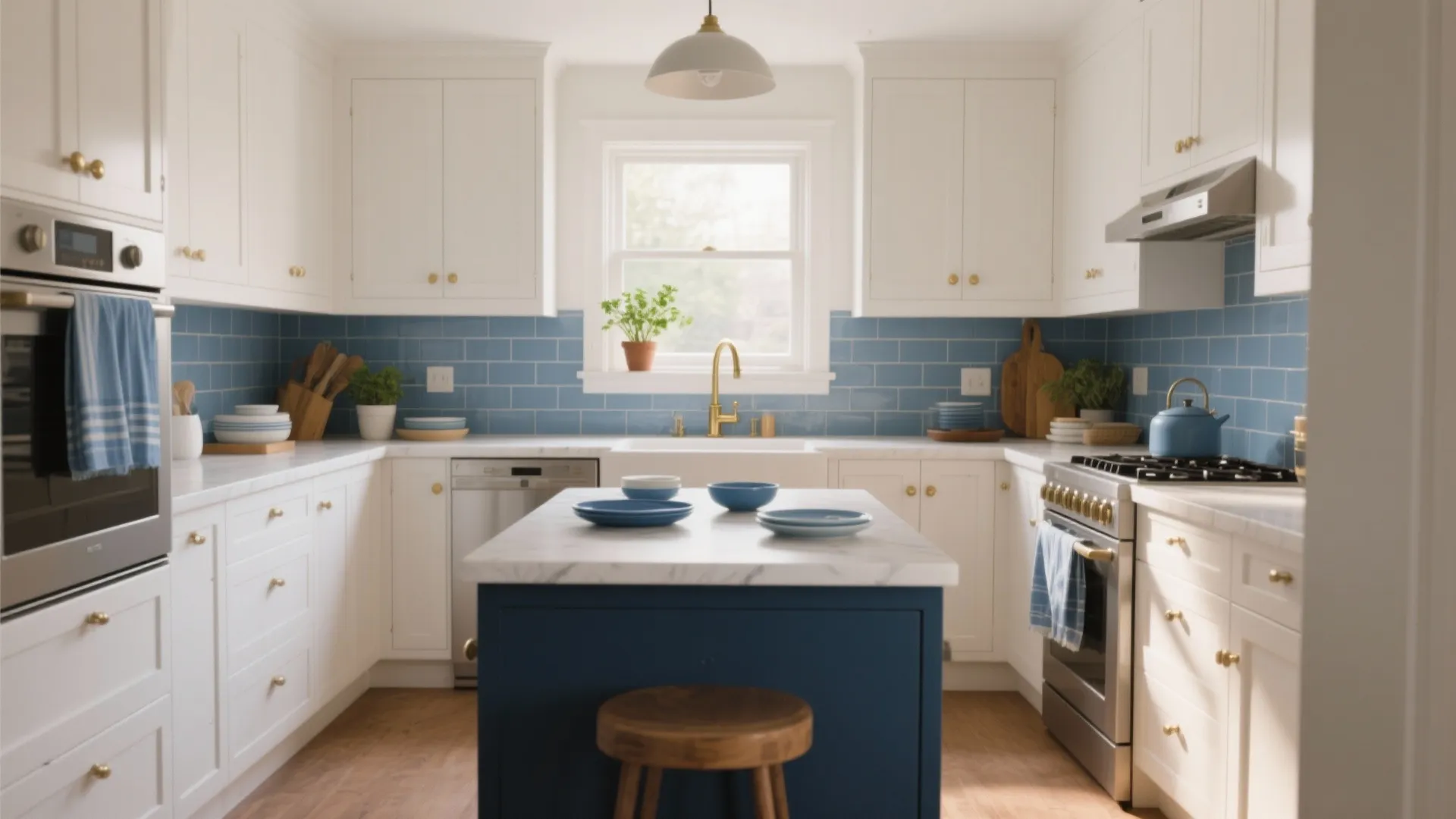 5 White and Blue Kitchen Backsplash Ideas: Small-space kitchen inspiration: 5 creative white and blue backsplash designs I love