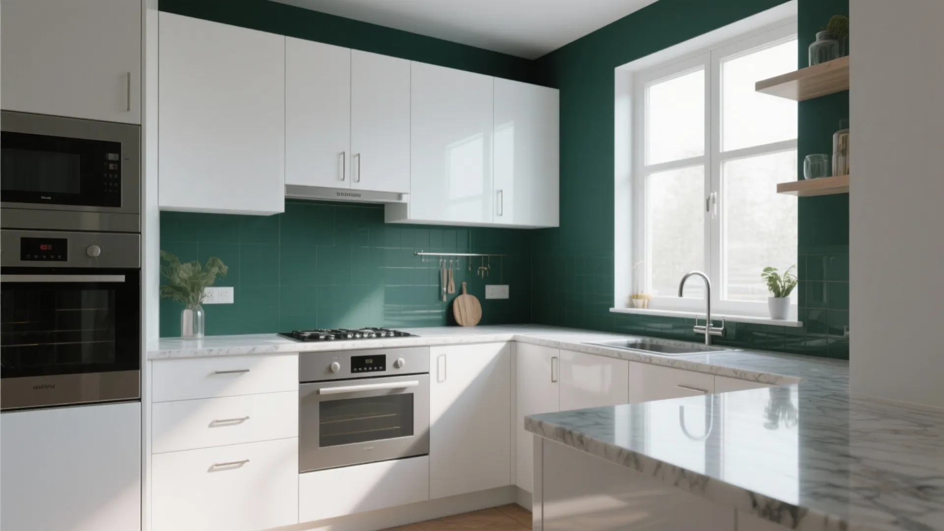 2. Classic White with Bold Accent Walls