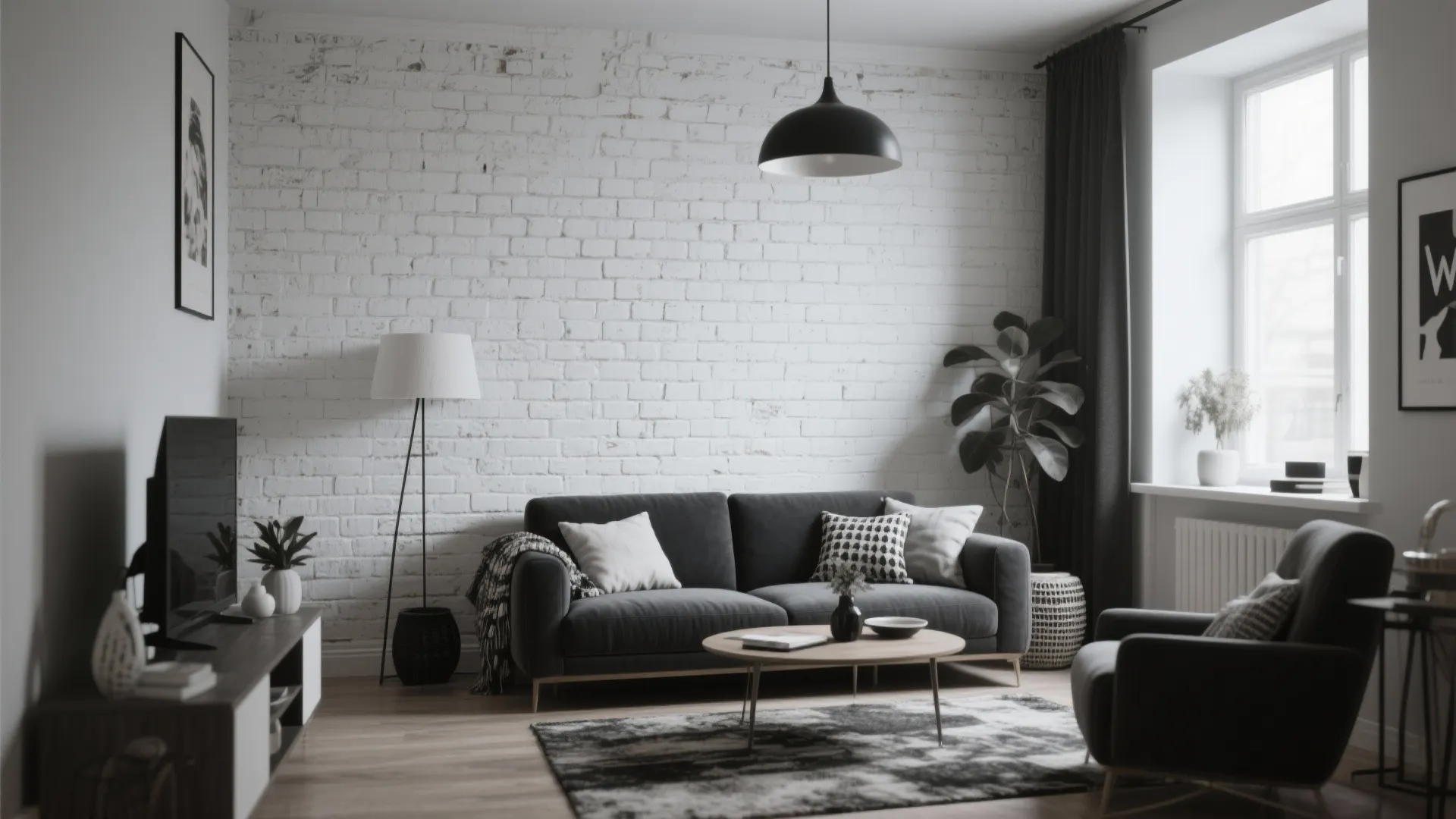 9. White Brick Accent for Soft Contrast