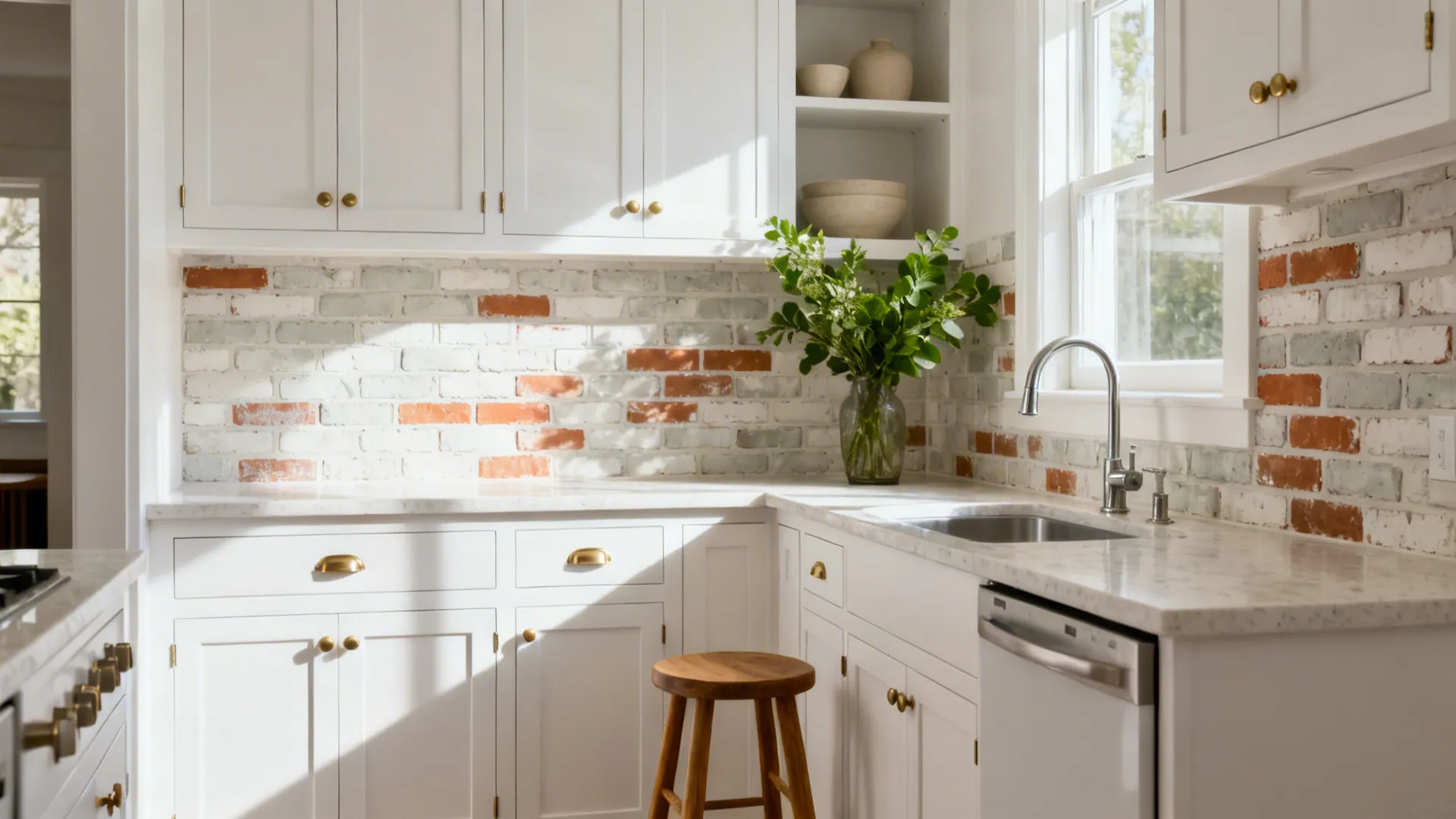 5 Ideas for Brick Tiles in a White Kitchen