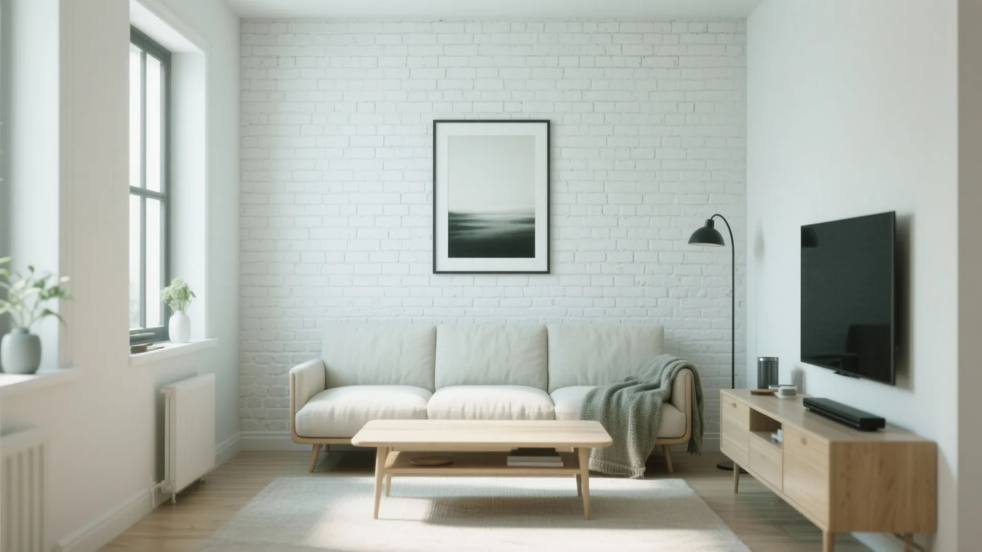 Minimalist White Brick Accent Walls