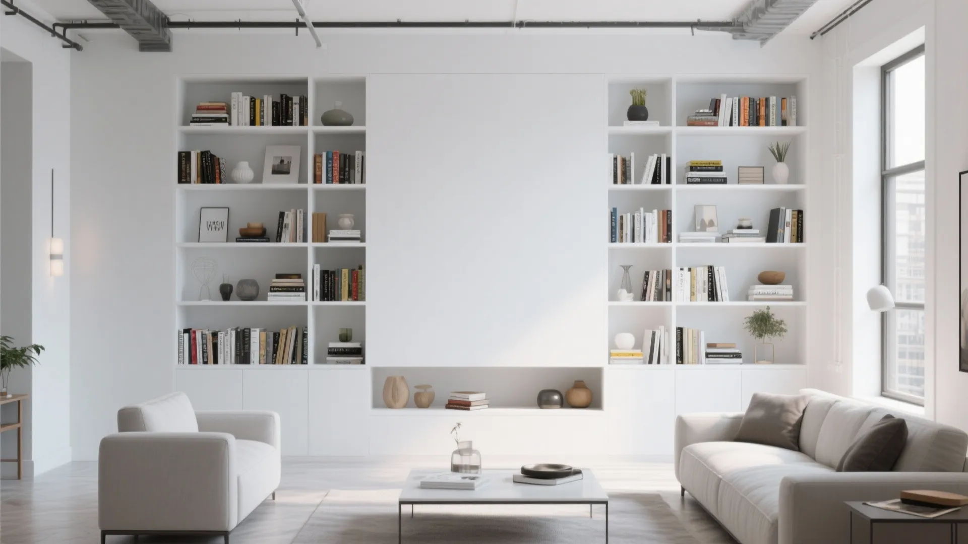 3. White Built-In Shelving