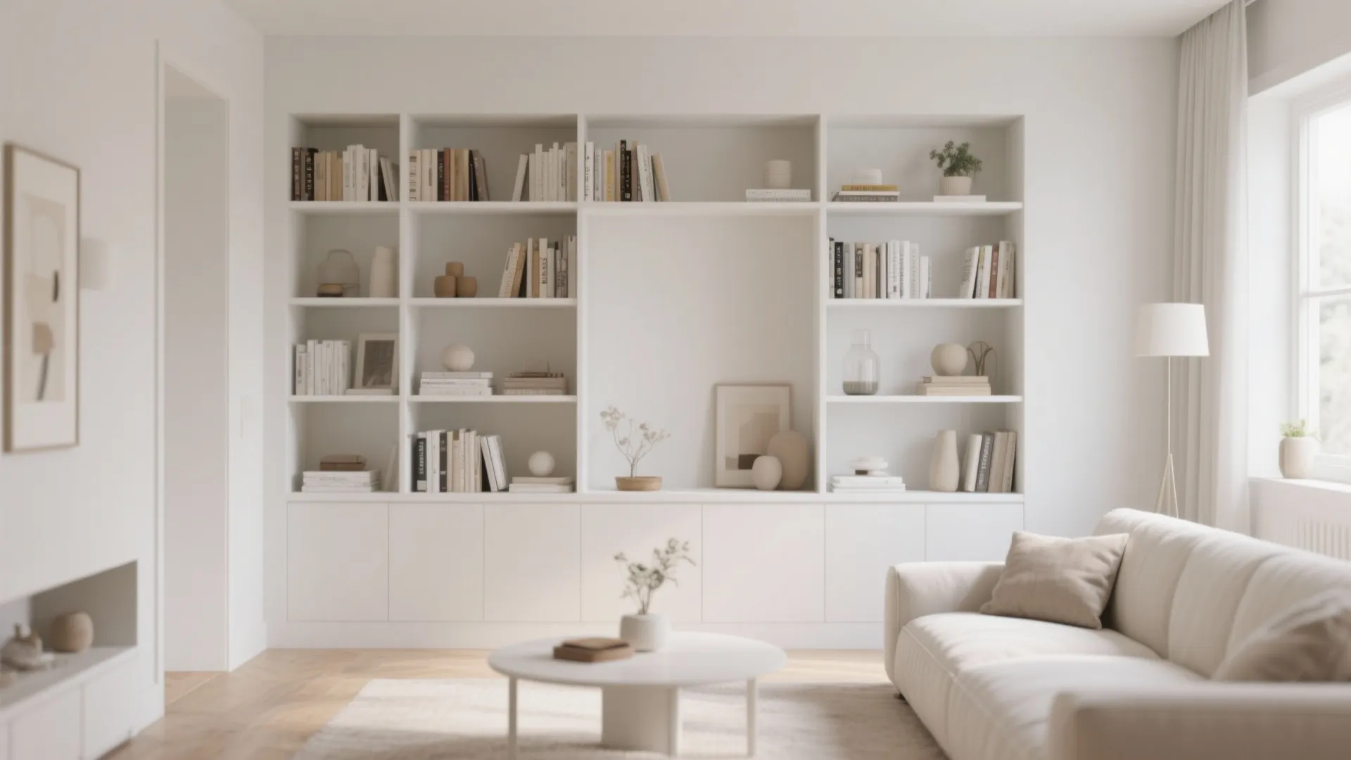 9. Built-in White Shelving Units