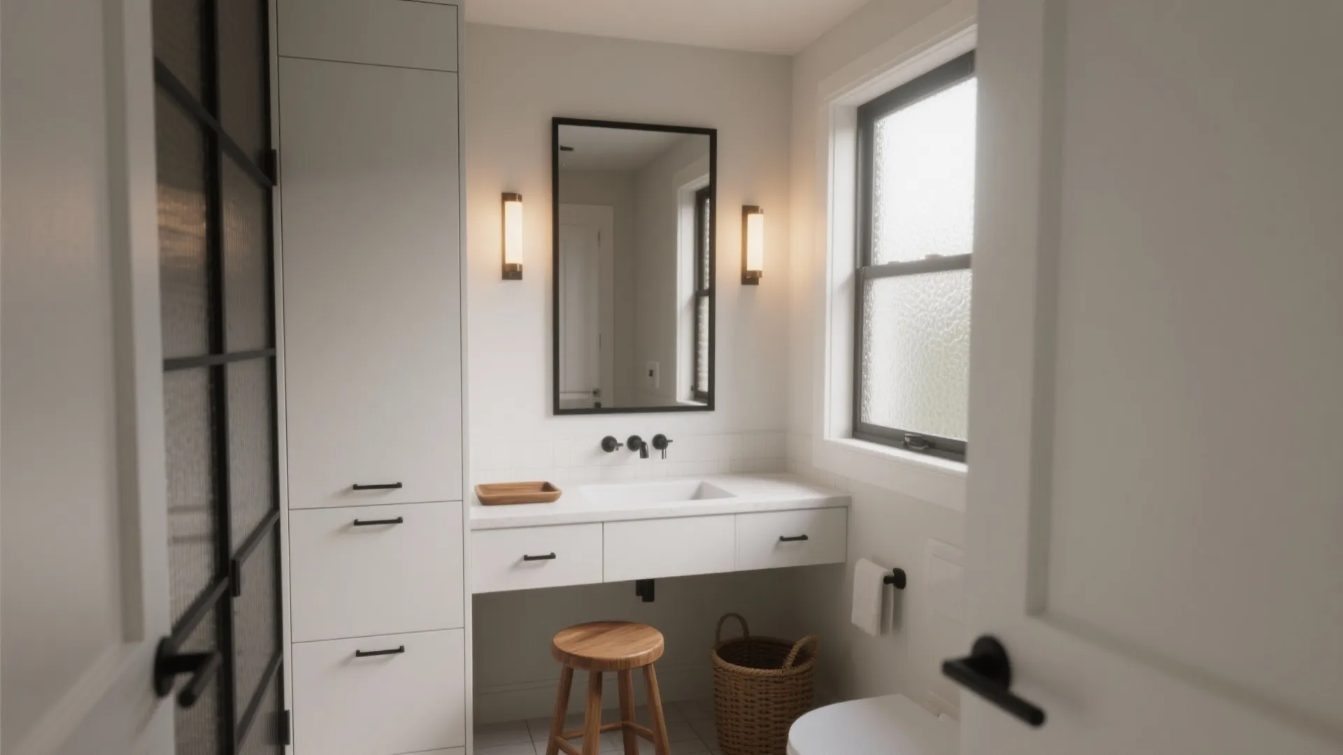 5 Small Bathroom Ideas: White Cabinets + Black Hardware: How I transformed tiny bathrooms using white cabinets with black hardware — five practical, stylish ideas