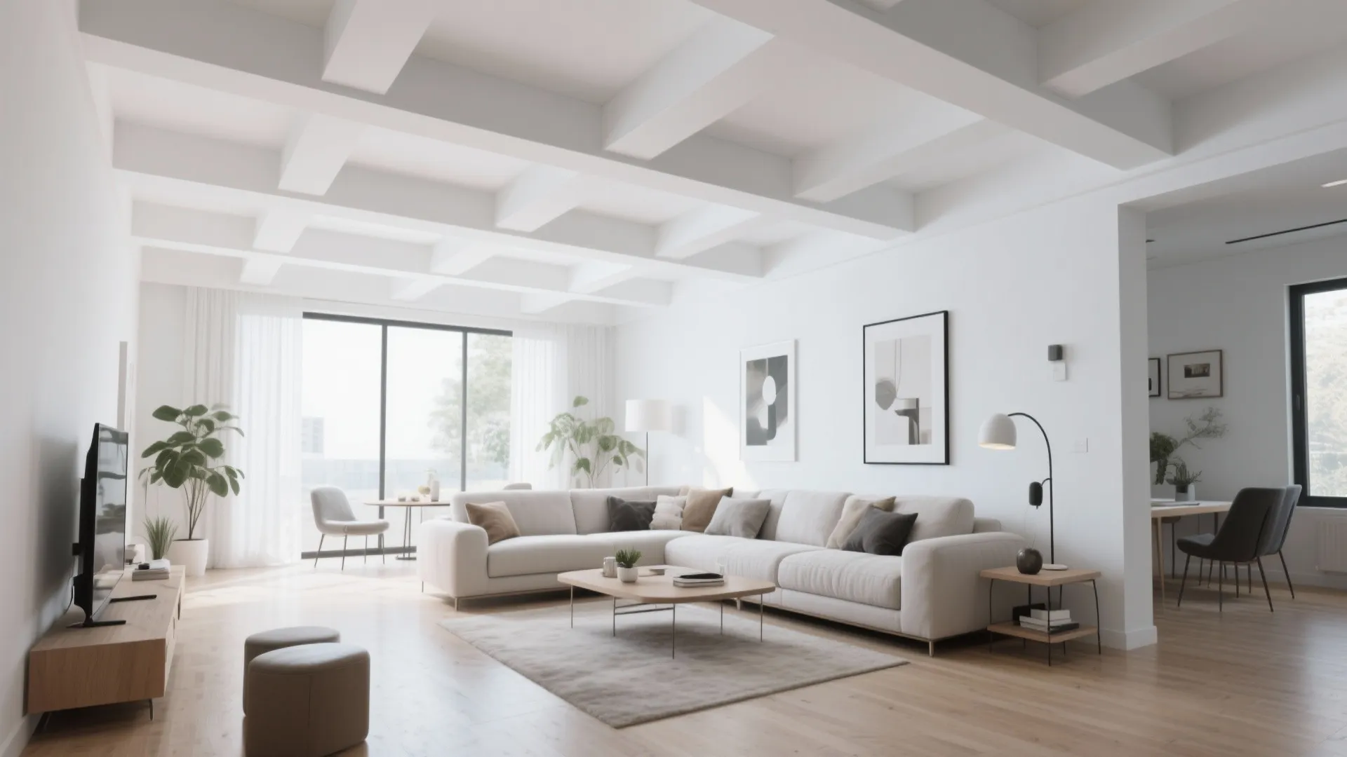 9. White Ceiling Beams