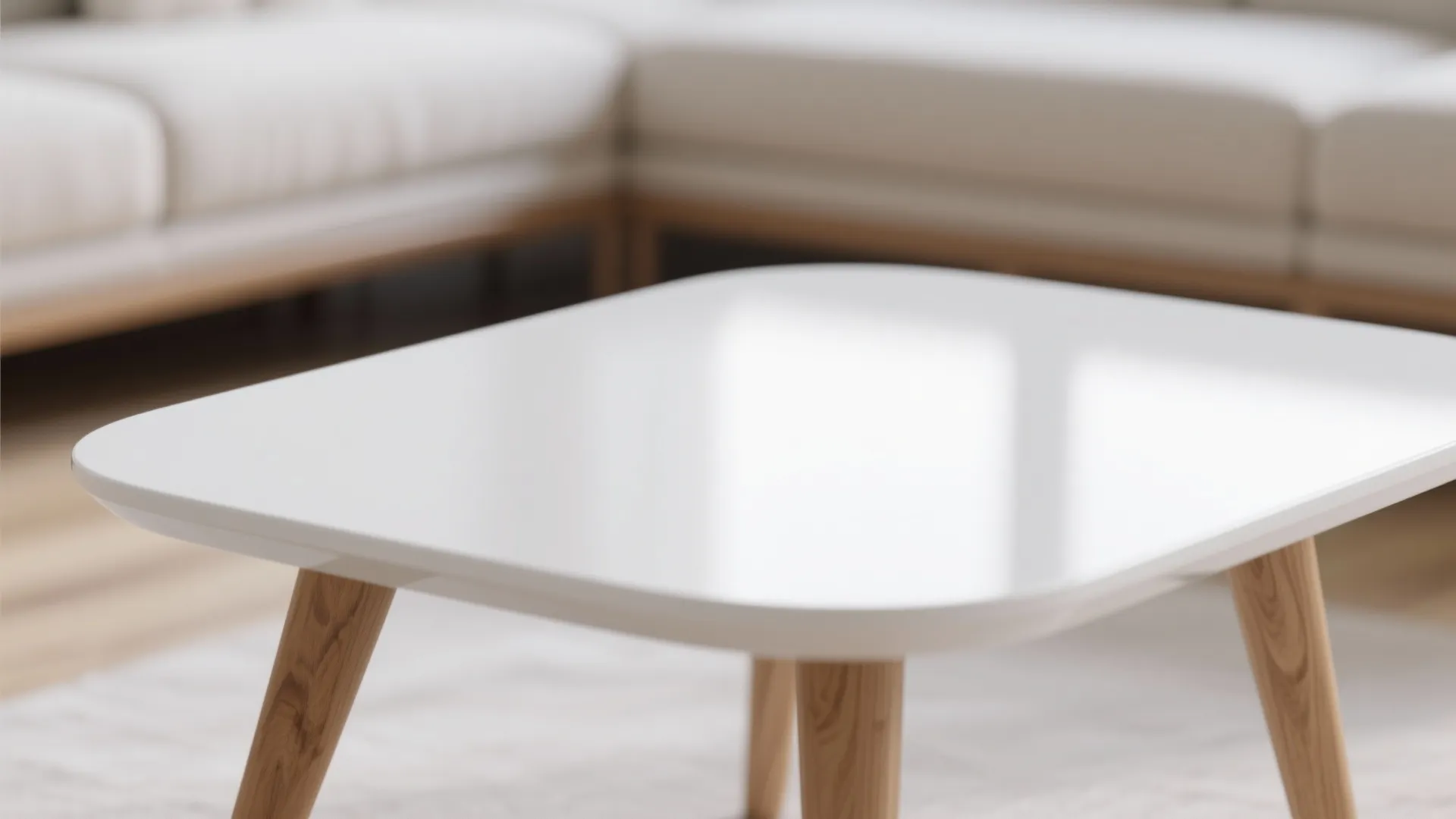 2. White Coffee Table with Mixed Materials