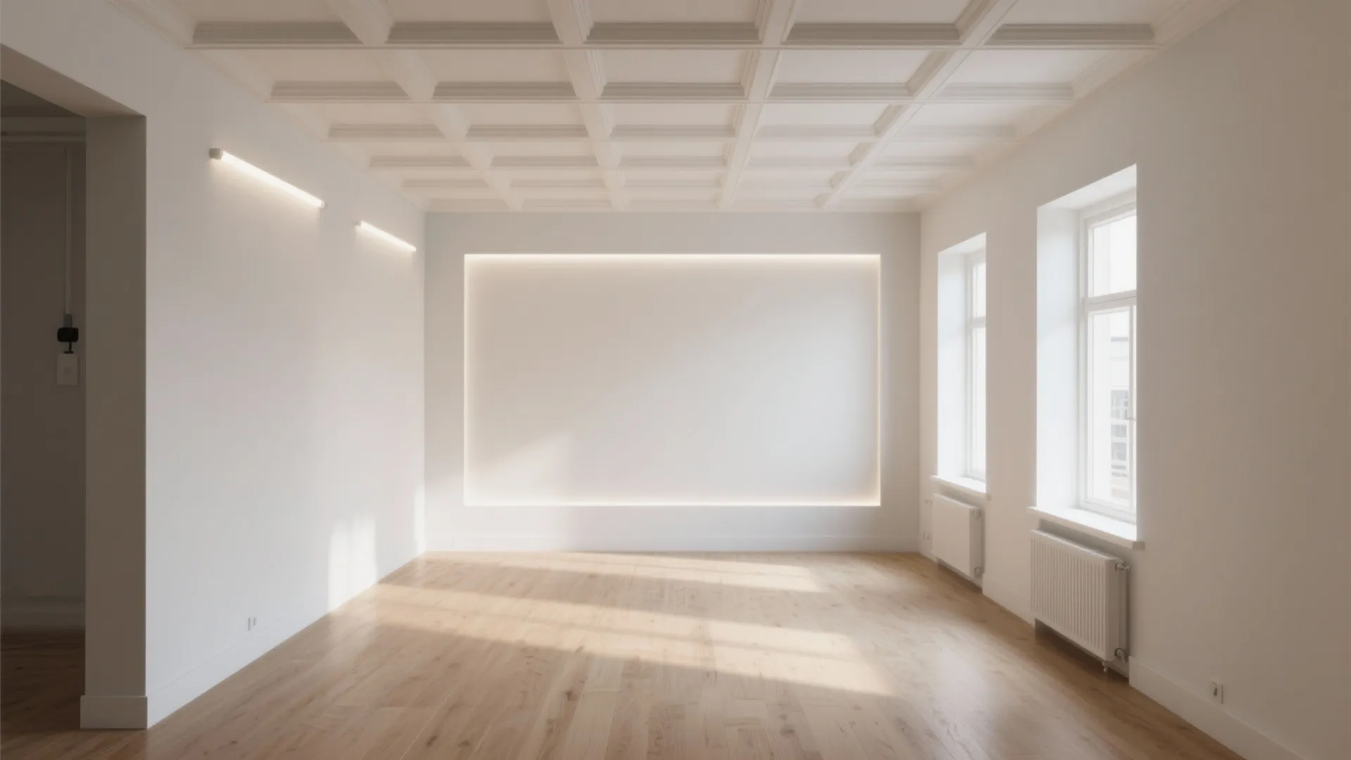 Minimalist White Coffered Ceiling