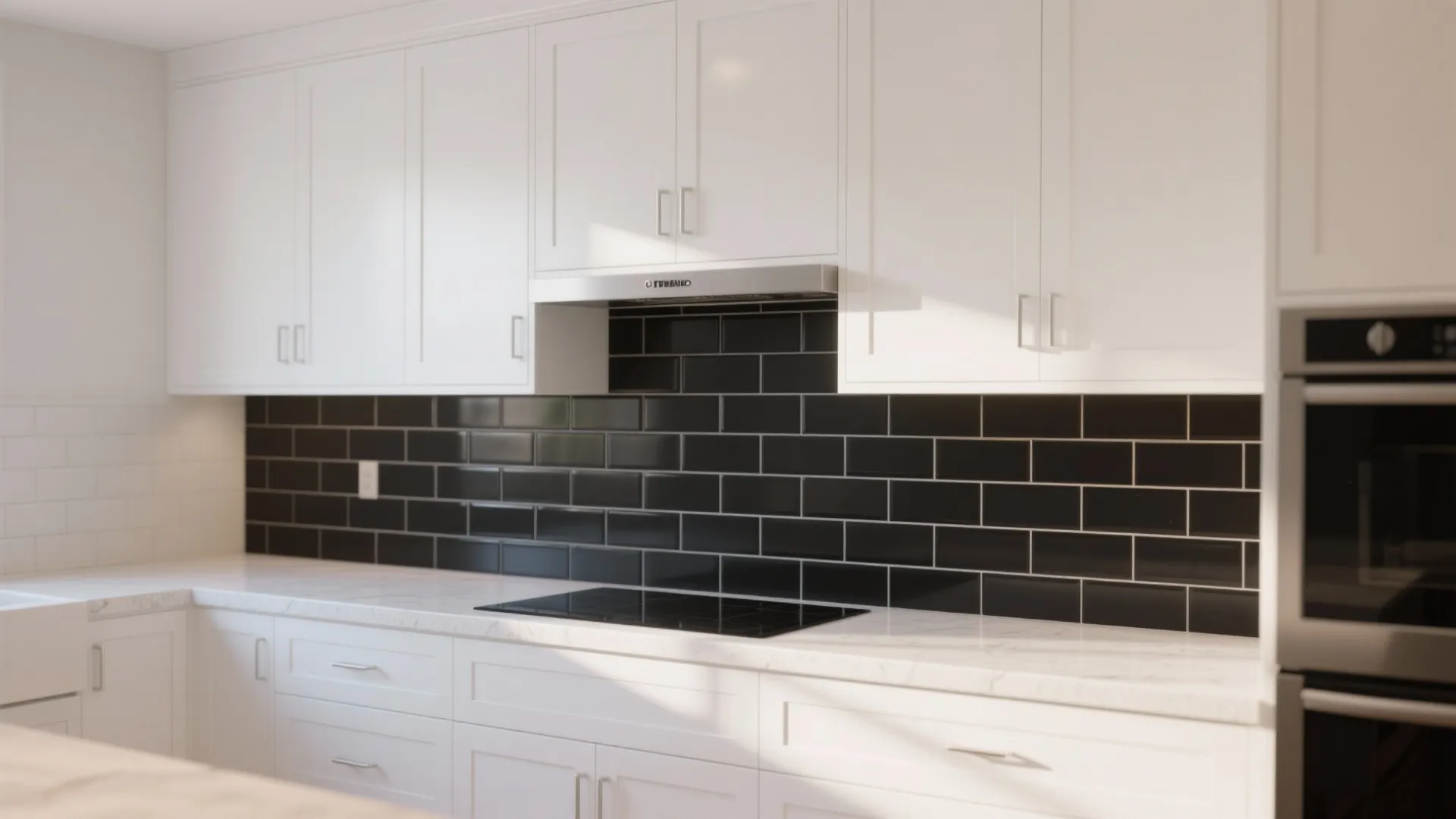 1. High-Contrast White Cabinets