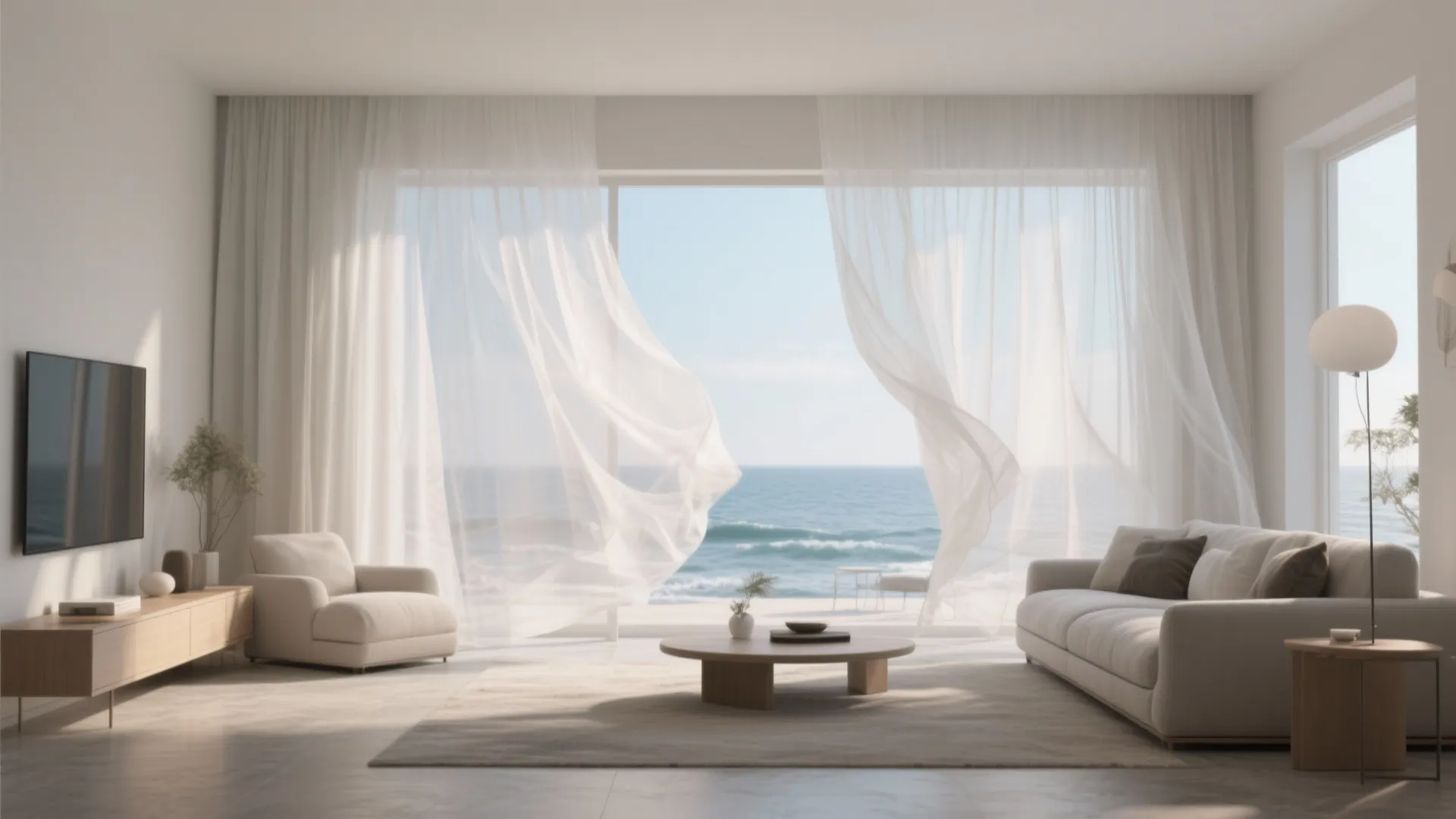4. White Curtains with Sheer Layers