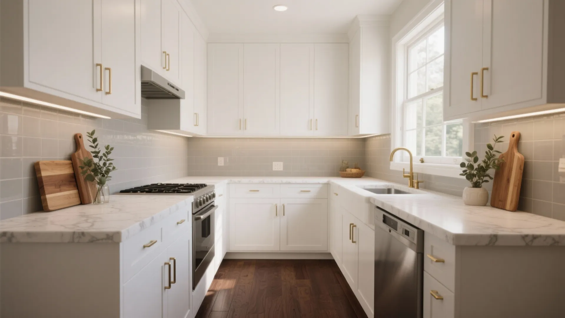 Small White Kitchen with Dark Floors: Transform Your Space: 1 Minute to Refresh Your Kitchen Aesthetic with Contrast Flooring