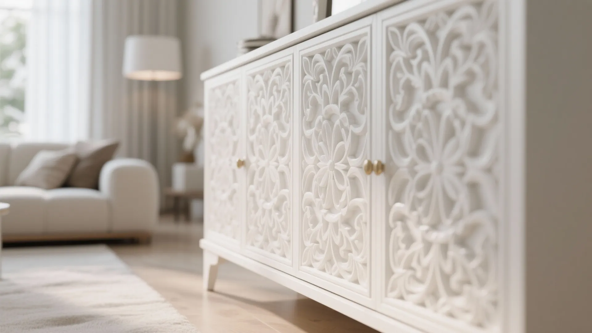 10. White Sideboard with Decorative Fronts