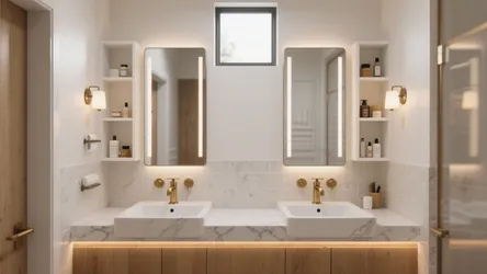 5 Small-Space Ideas for a White Double Vanity Bathroom