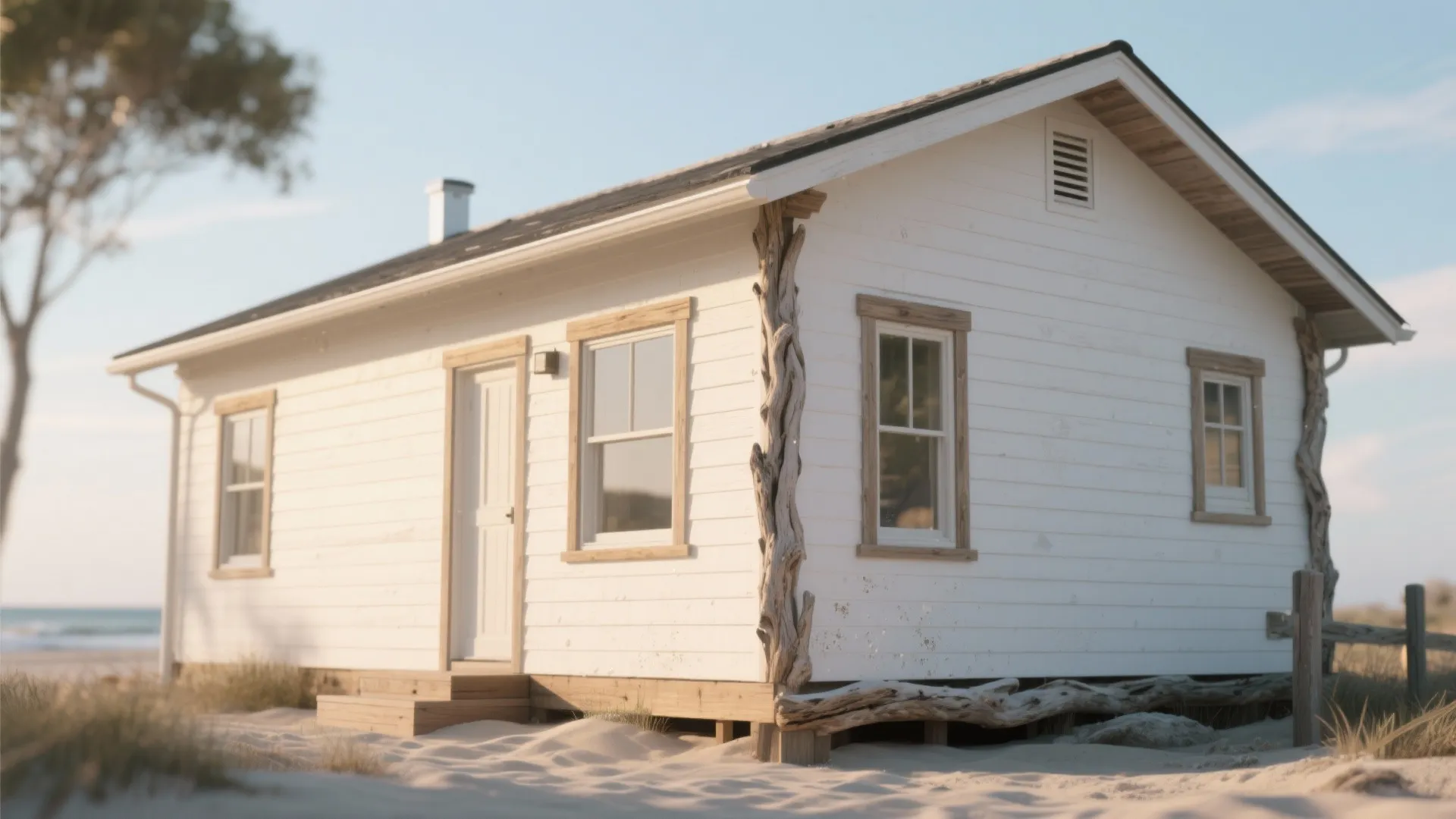Classic Coastal White with Driftwood Trim