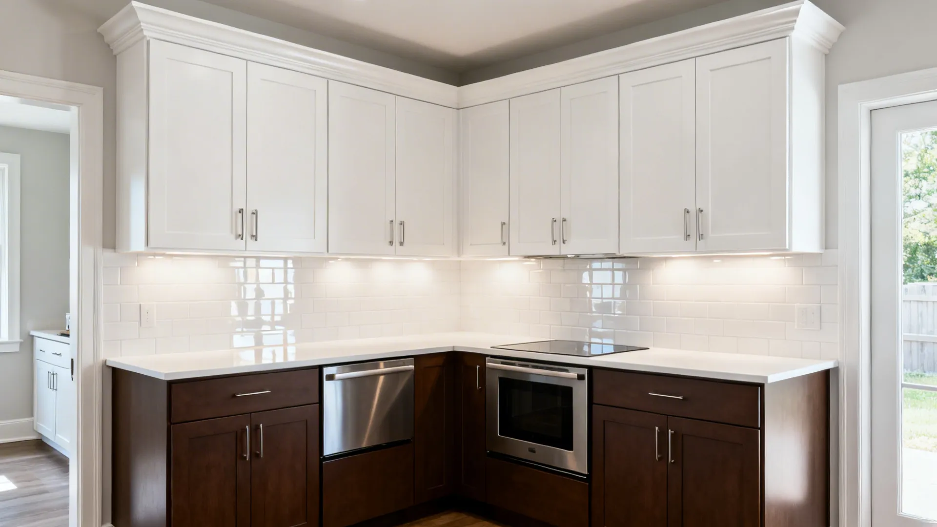 High-contrast Shaker Cabinets: White Uppers, Espresso Lowers