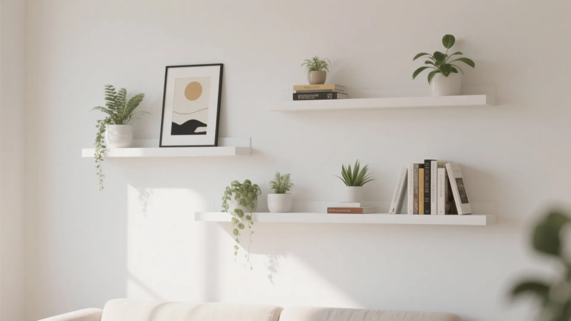 8. White Floating Shelves