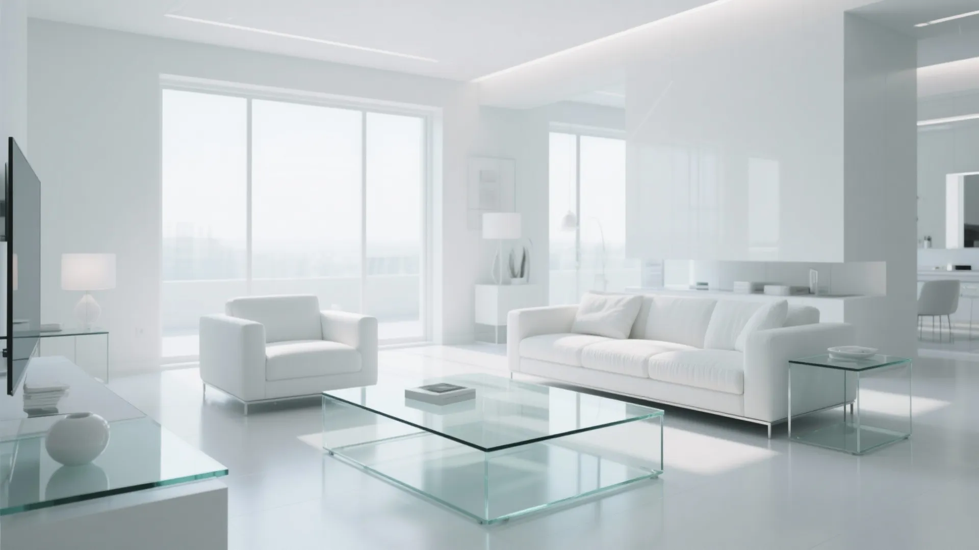 3. White and Glass for an Airy Feel