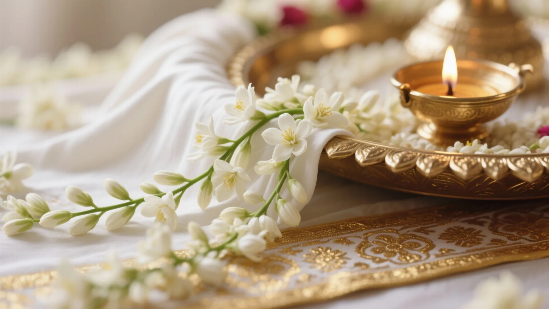 White-and-Gold Palette with Jasmine Trails