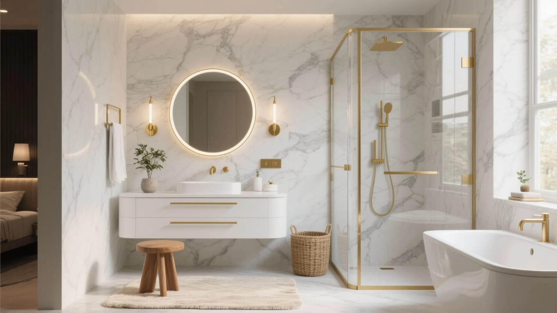 5 Luxury White & Gold Bathroom Ideas: Transform small bathrooms into luxe white-and-gold havens with five practical designer ideas