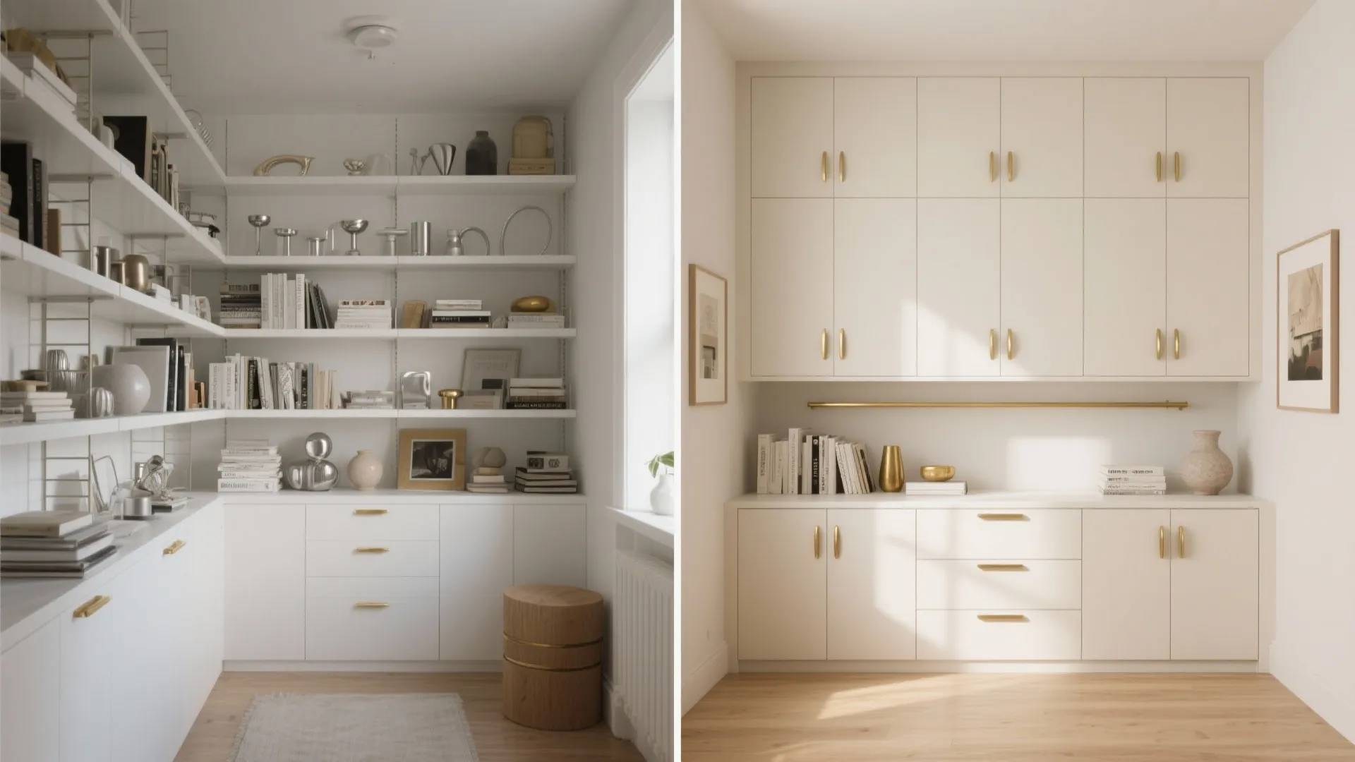 Minimalist White-and-Gold Storage