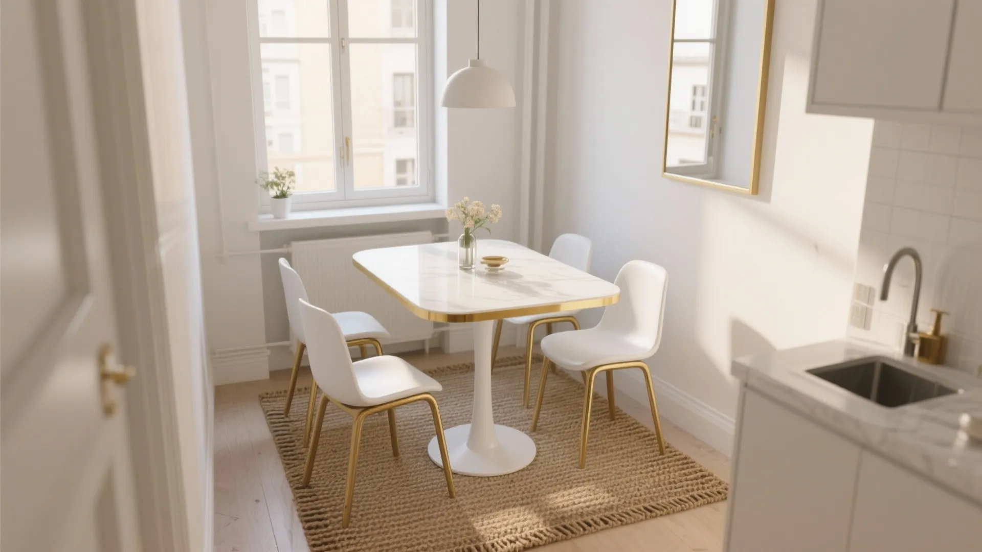 White & Gold Dining Table Ideas: 5 elegant small-space design inspirations for a white and gold dining table