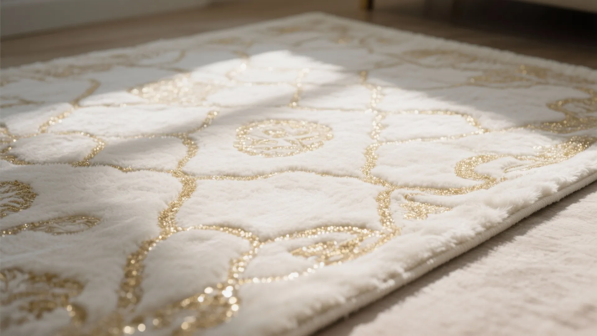 7. White Rugs with Subtle Gold Patterns