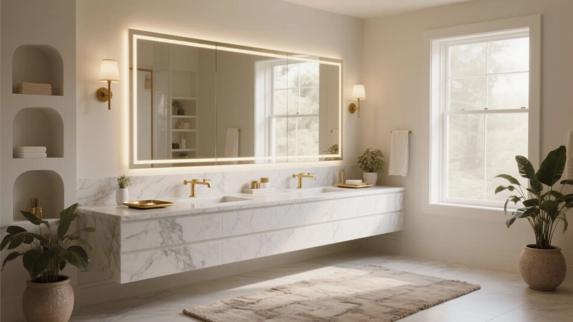 White & Gold Bathroom Vanity Ideas — 5 Big Inspirations: Chic white and gold bathroom vanity ideas for a single-sink, large bathroom — practical tips from a seasoned designer