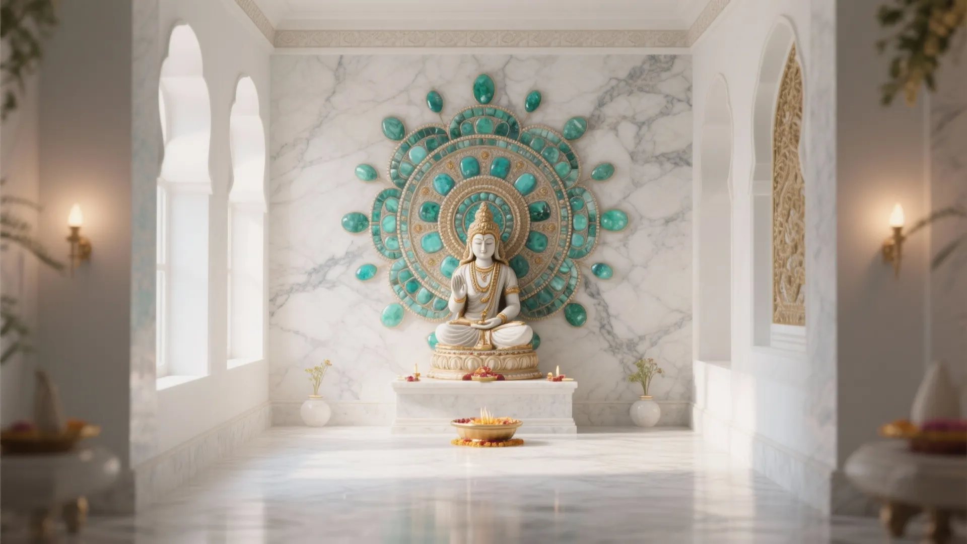 White Granite with Inlay Work