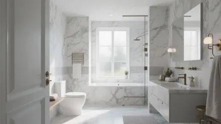 10 Chic White & Gray Bathroom Tile Ideas