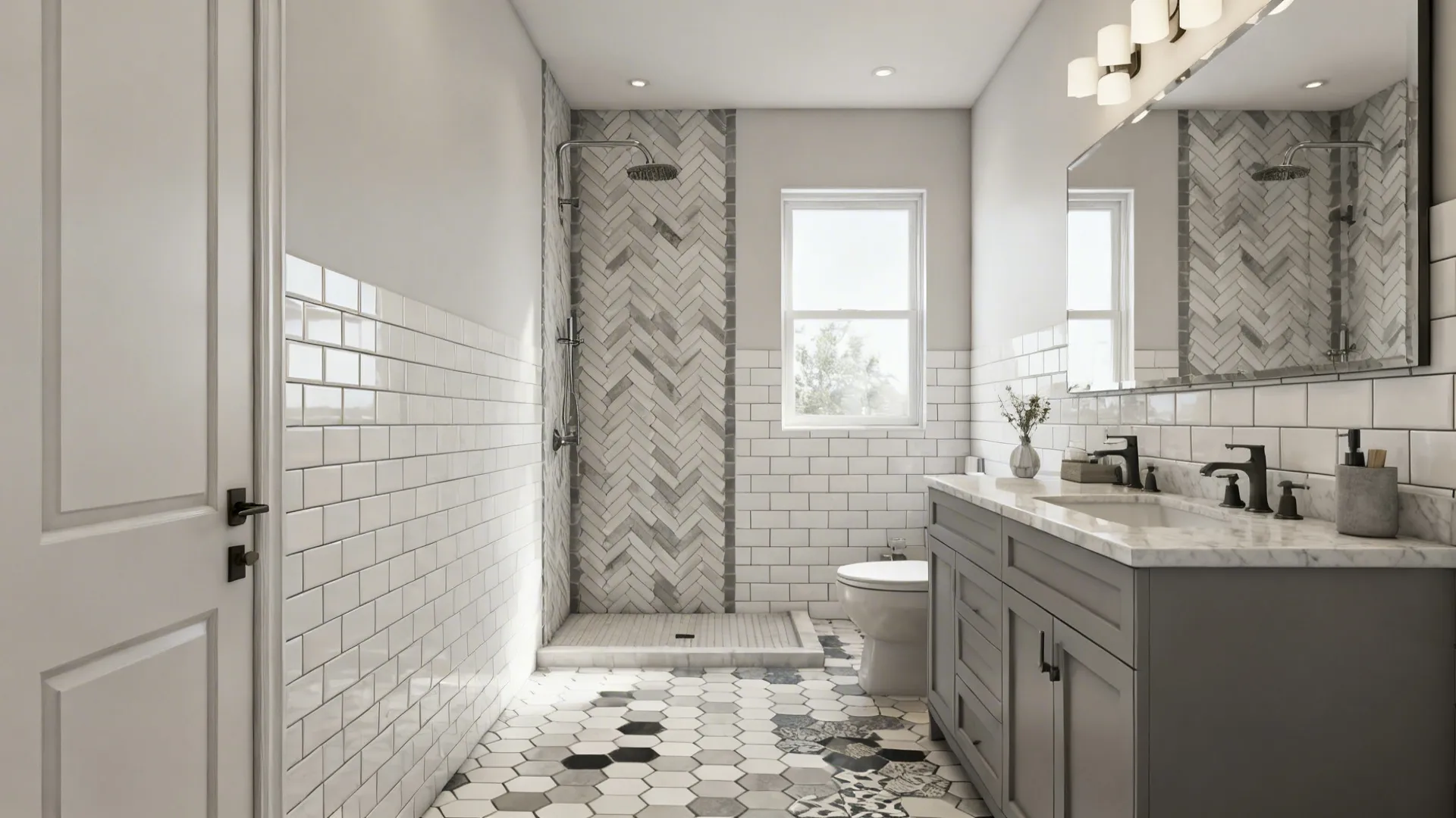 How to Decide the Perfect Tile Pattern for White and Gray Bathrooms