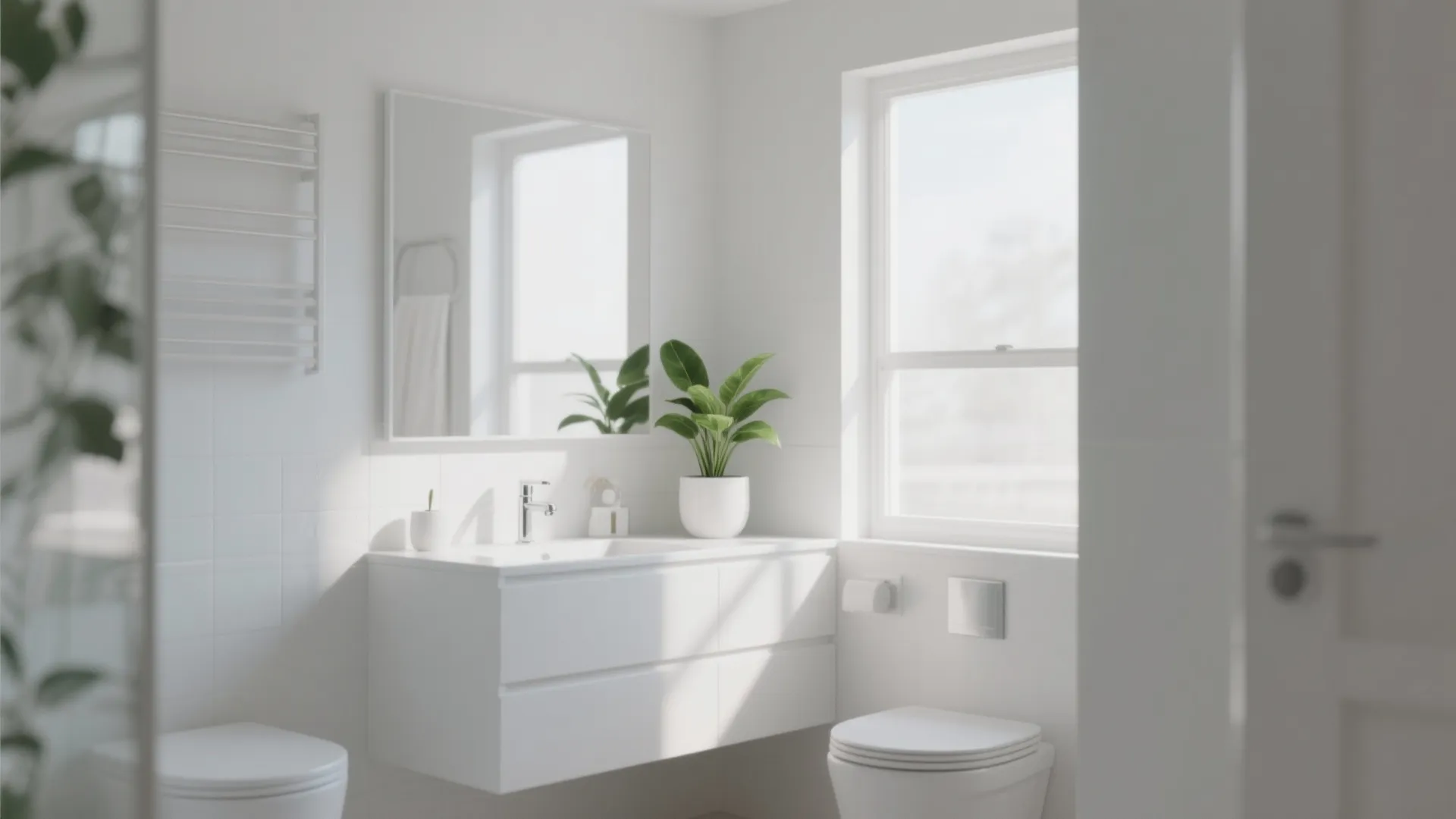 8. White on White with a Pop of Green