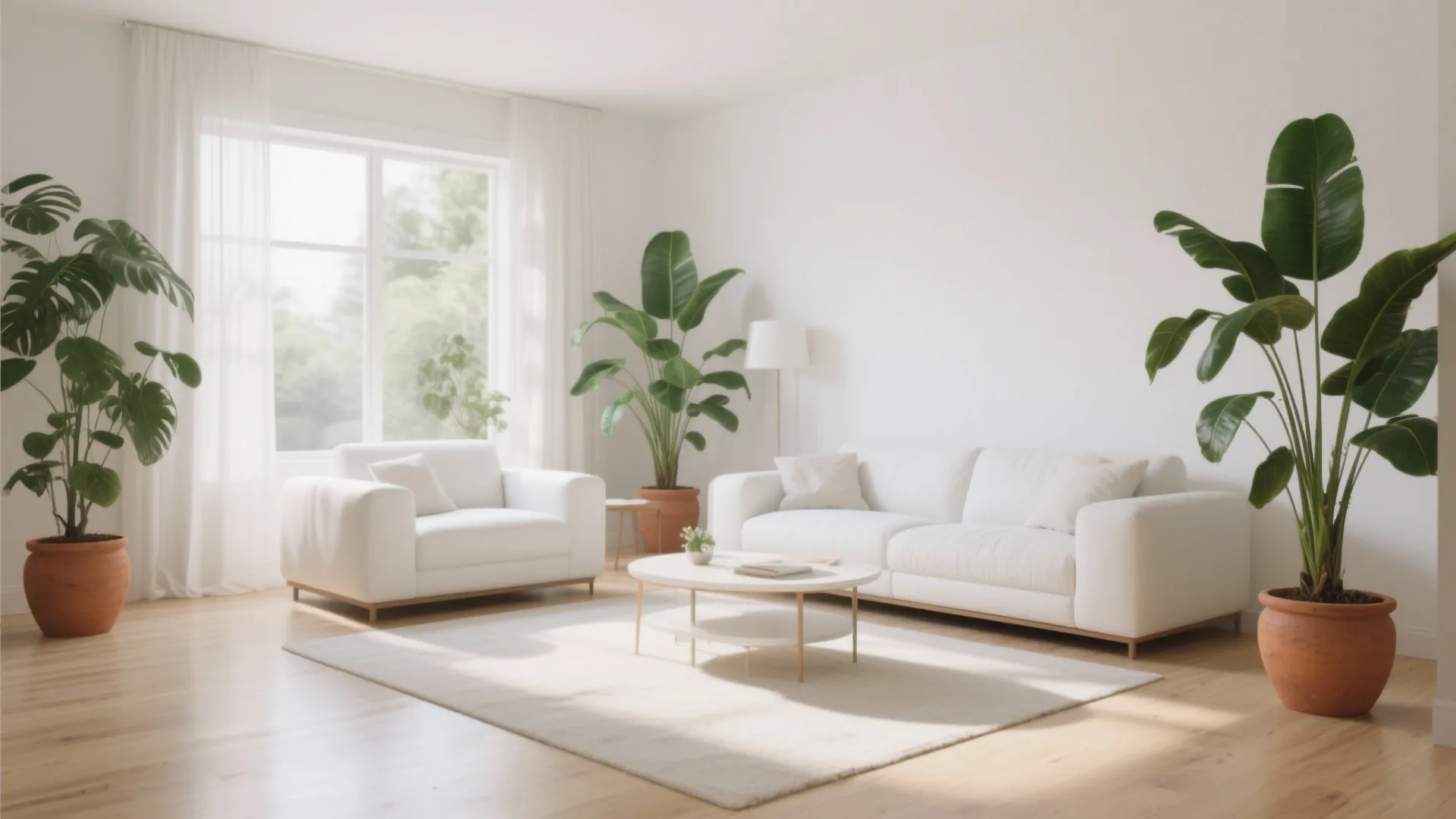 9. White Walls with Greenery