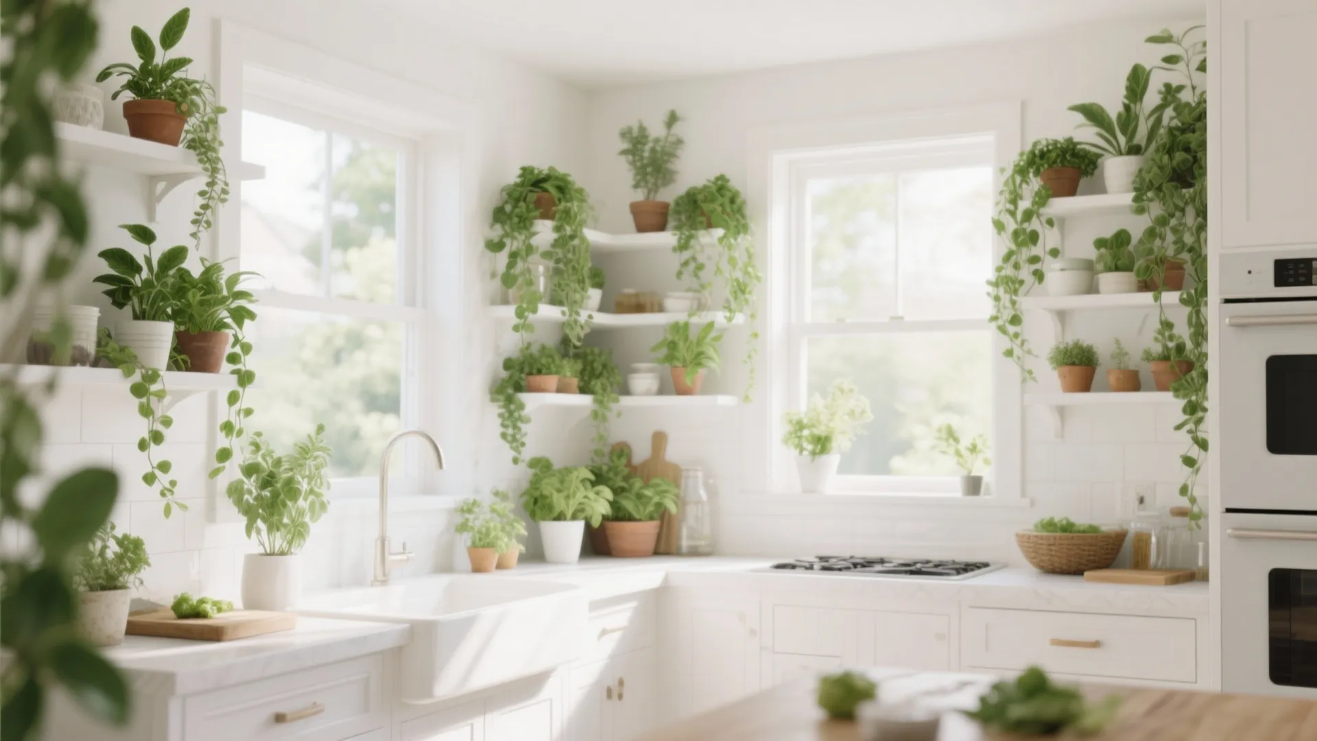 10. White with Natural Greenery