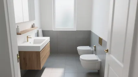 5 White Bathroom + Grey Tiles Ideas