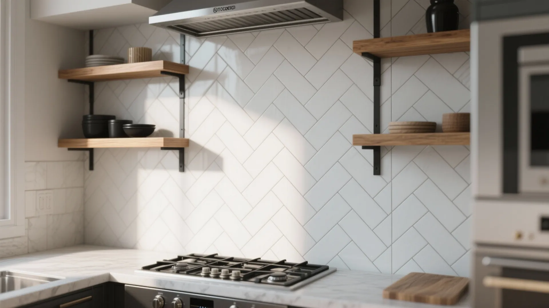 4. White Herringbone for Subtle Pattern