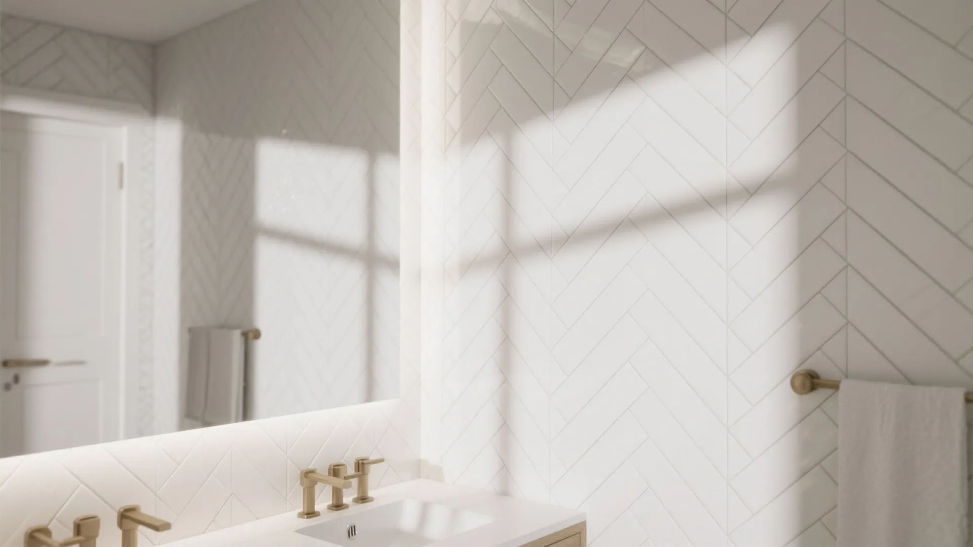 3. White Herringbone Patterns