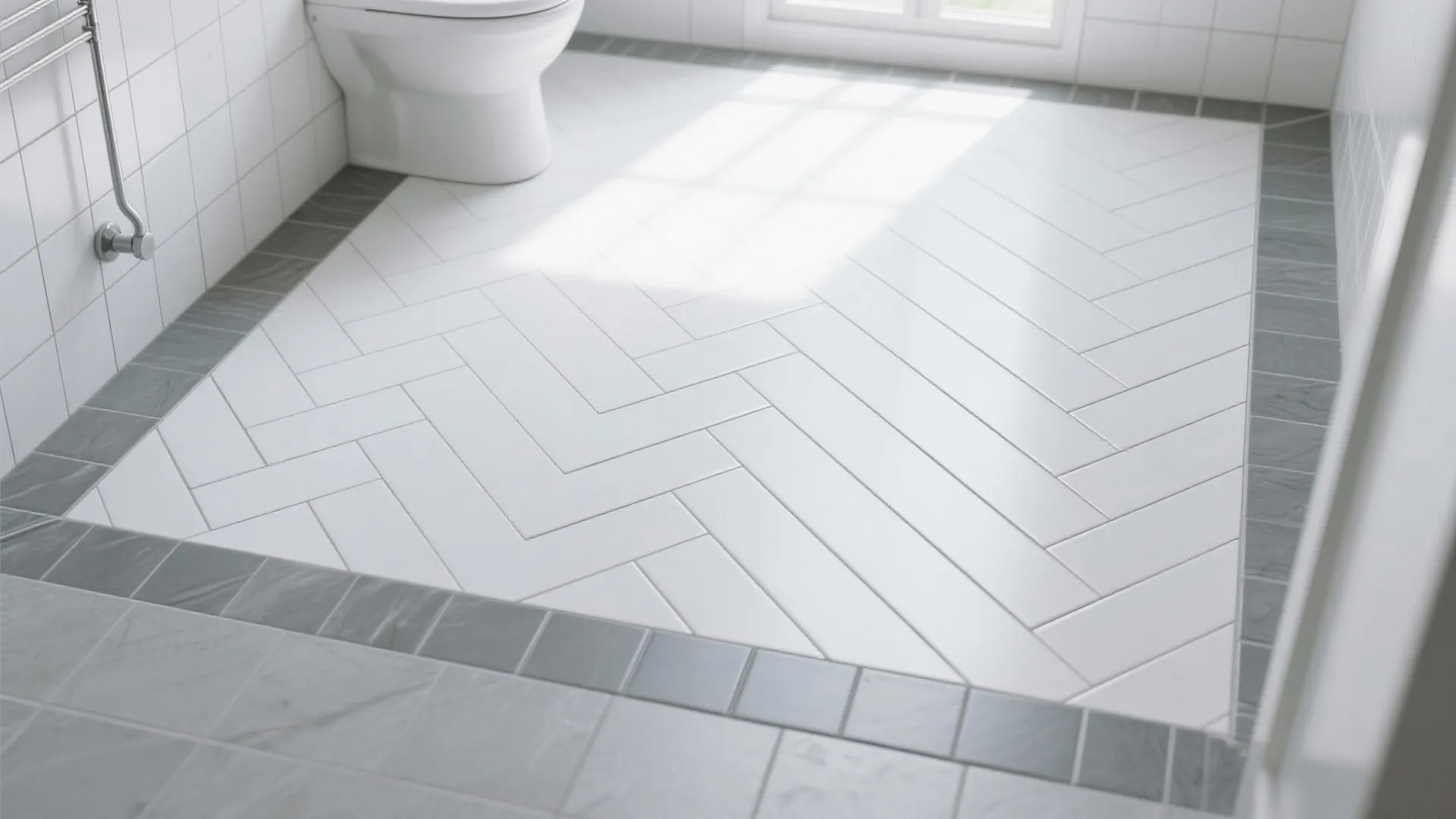 7. Herringbone White with Gray Accents