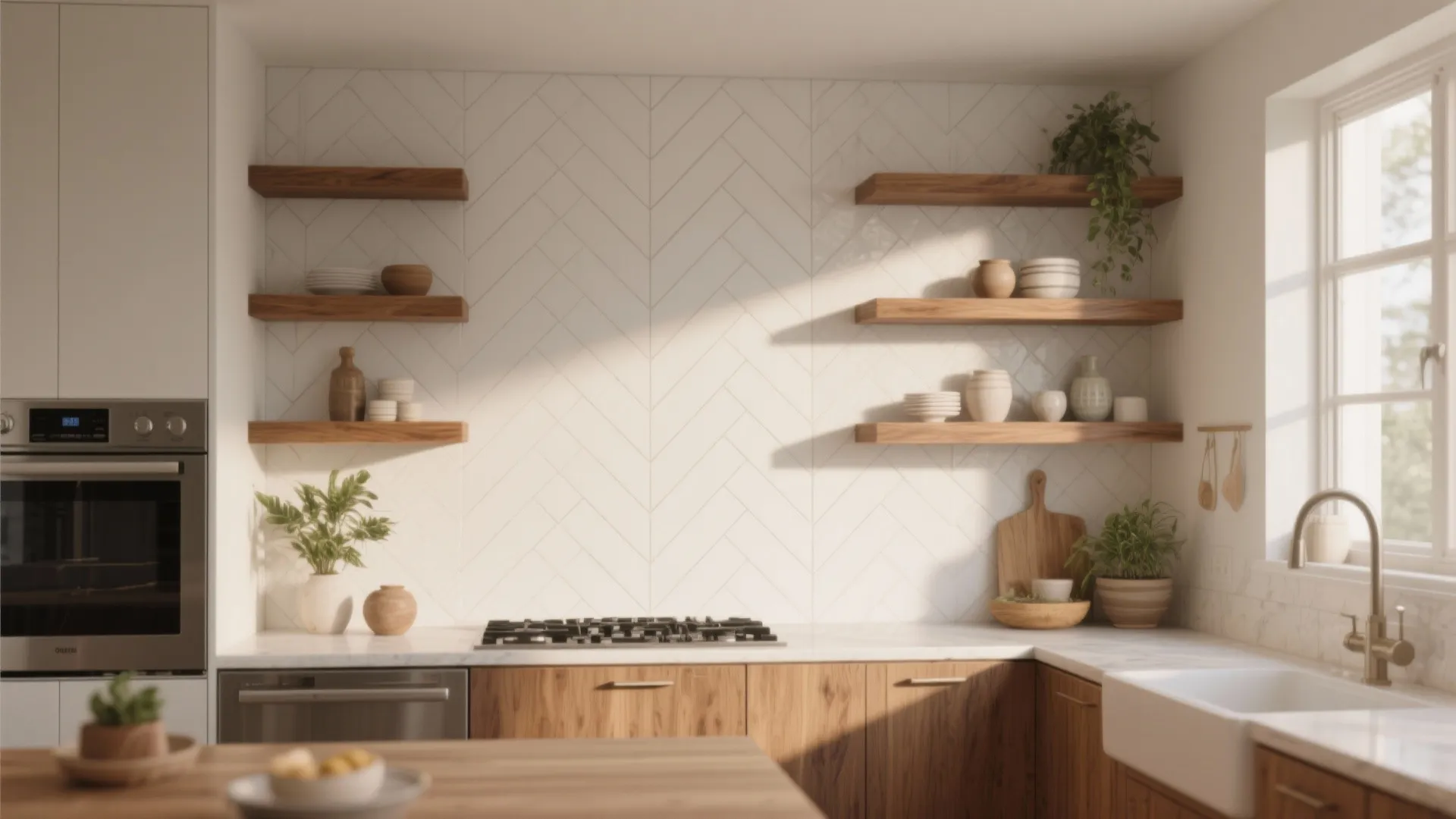 5 White Herringbone Kitchen Backsplash Ideas: Small changes, big impact: my favorite white herringbone backsplash inspirations for kitchens