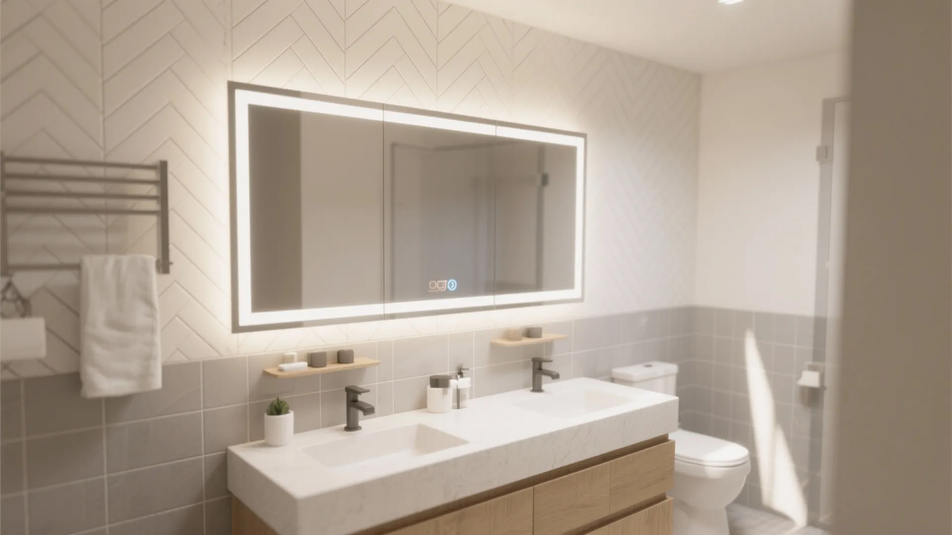 4. White Herringbone Accent Wall