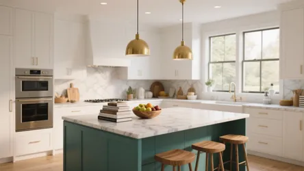 5 Inspired Looks: White Kitchen Cabinets + Colored Island
