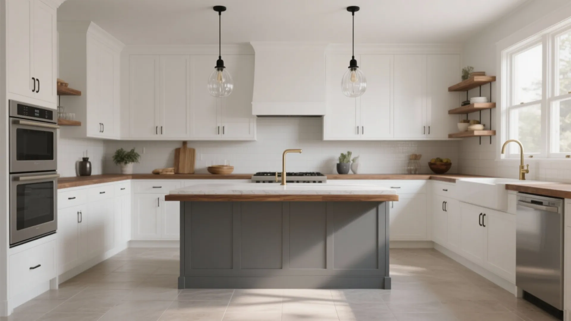 5 Chic Ideas for White Cabinets + Gray Island