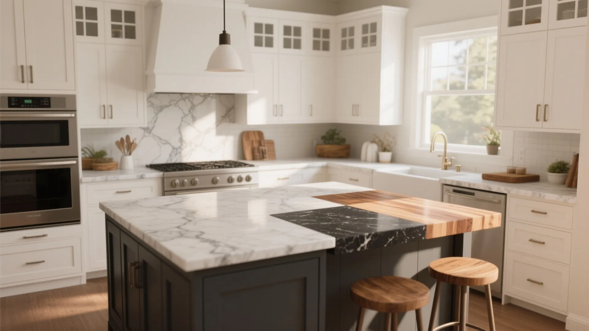 White Kitchen Cabinets: 5 Countertop Ideas: Practical countertop pairings that make white cabinets sing — from marble drama to warm wood warmth