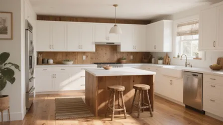 5 White Kitchen + Wood Floor Ideas